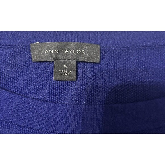 Ann Taylor Purple Knit Sweater Long Sleeve Fringe Cuff Hem Viscose Pullover M - Picture 5 of 6